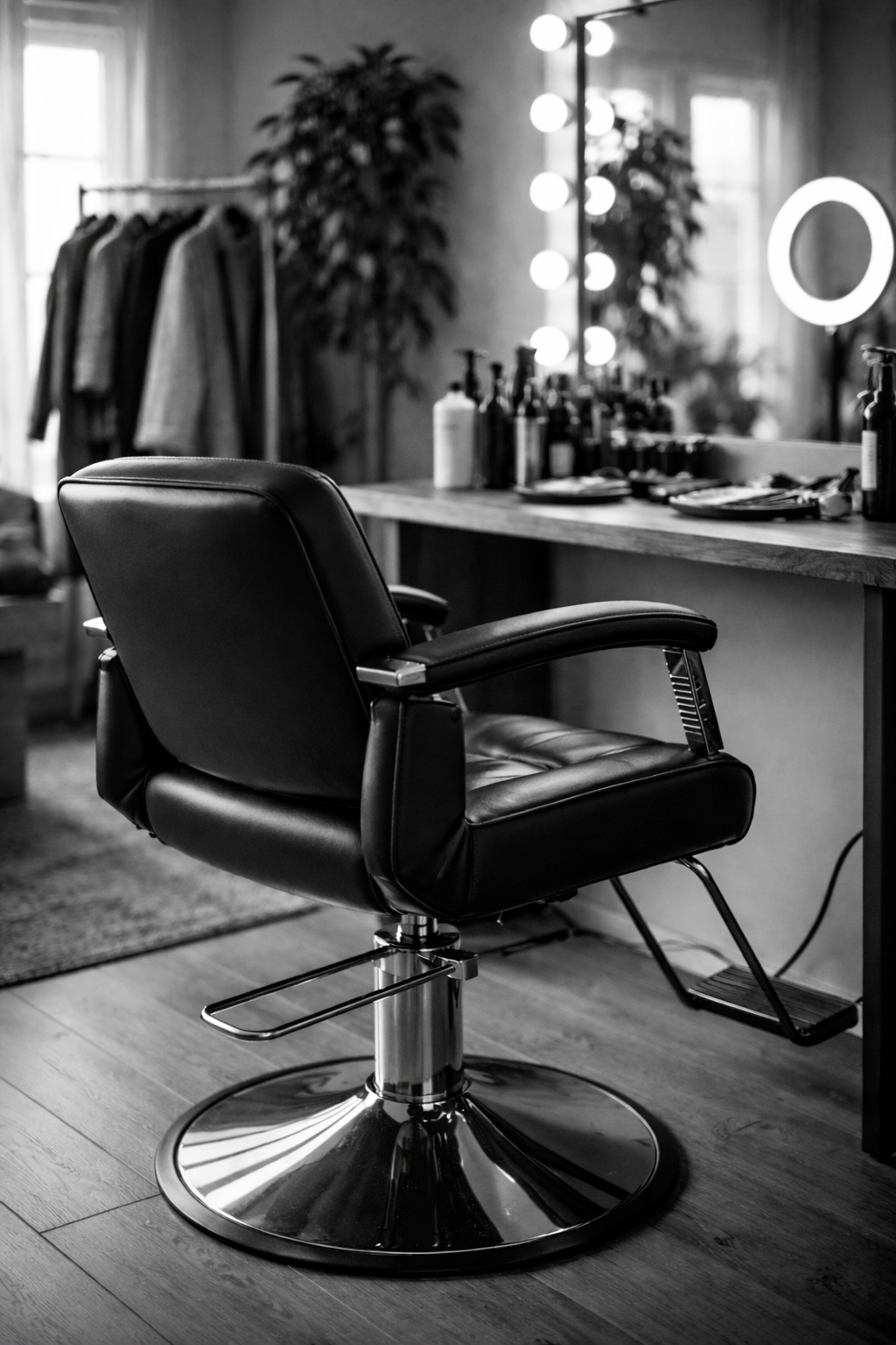 Empty barber chair